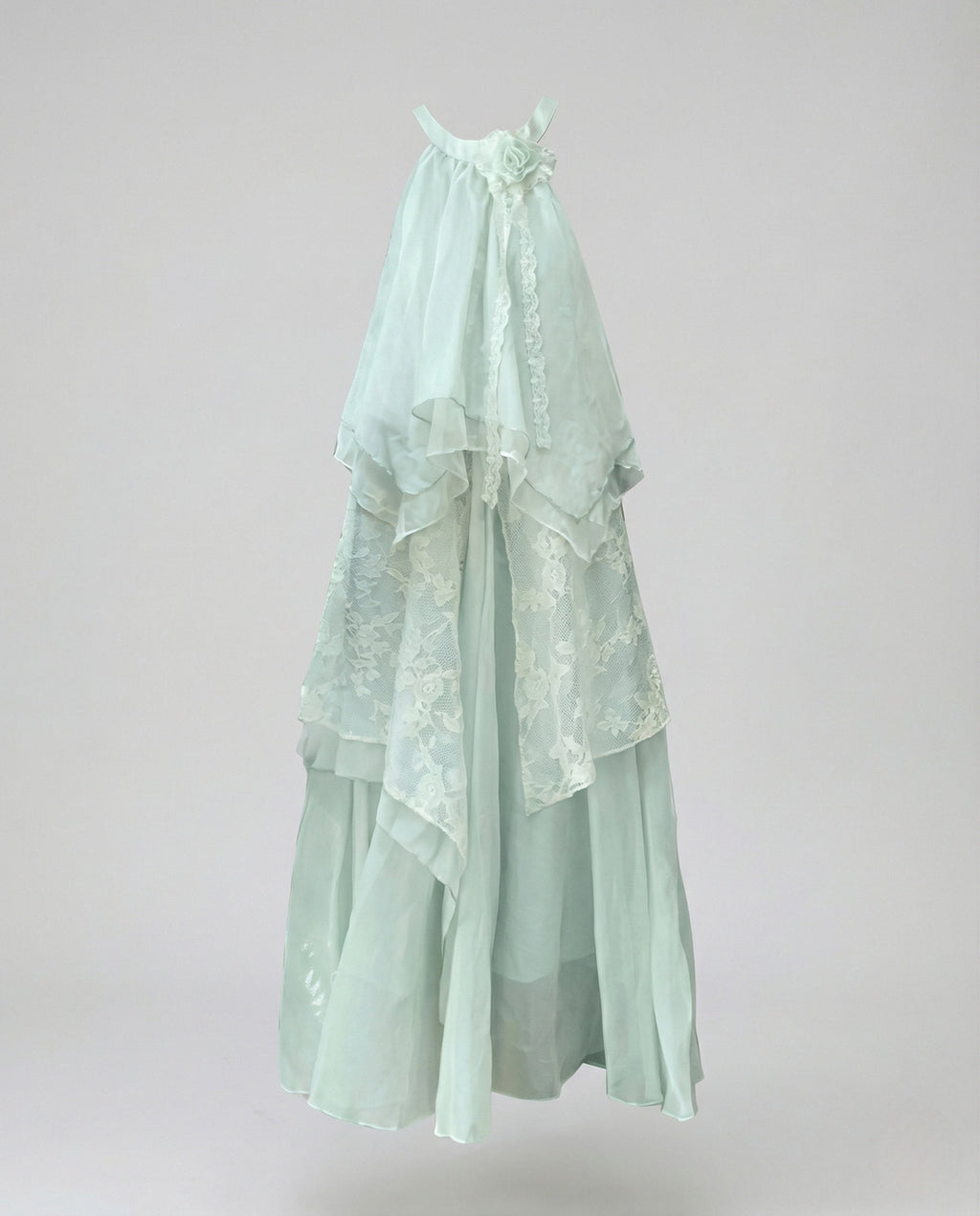 Women's Multilayered Maxi Dress with Lace Overlay