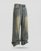 Unisex Denim Pants Extra Wide with Used Wash