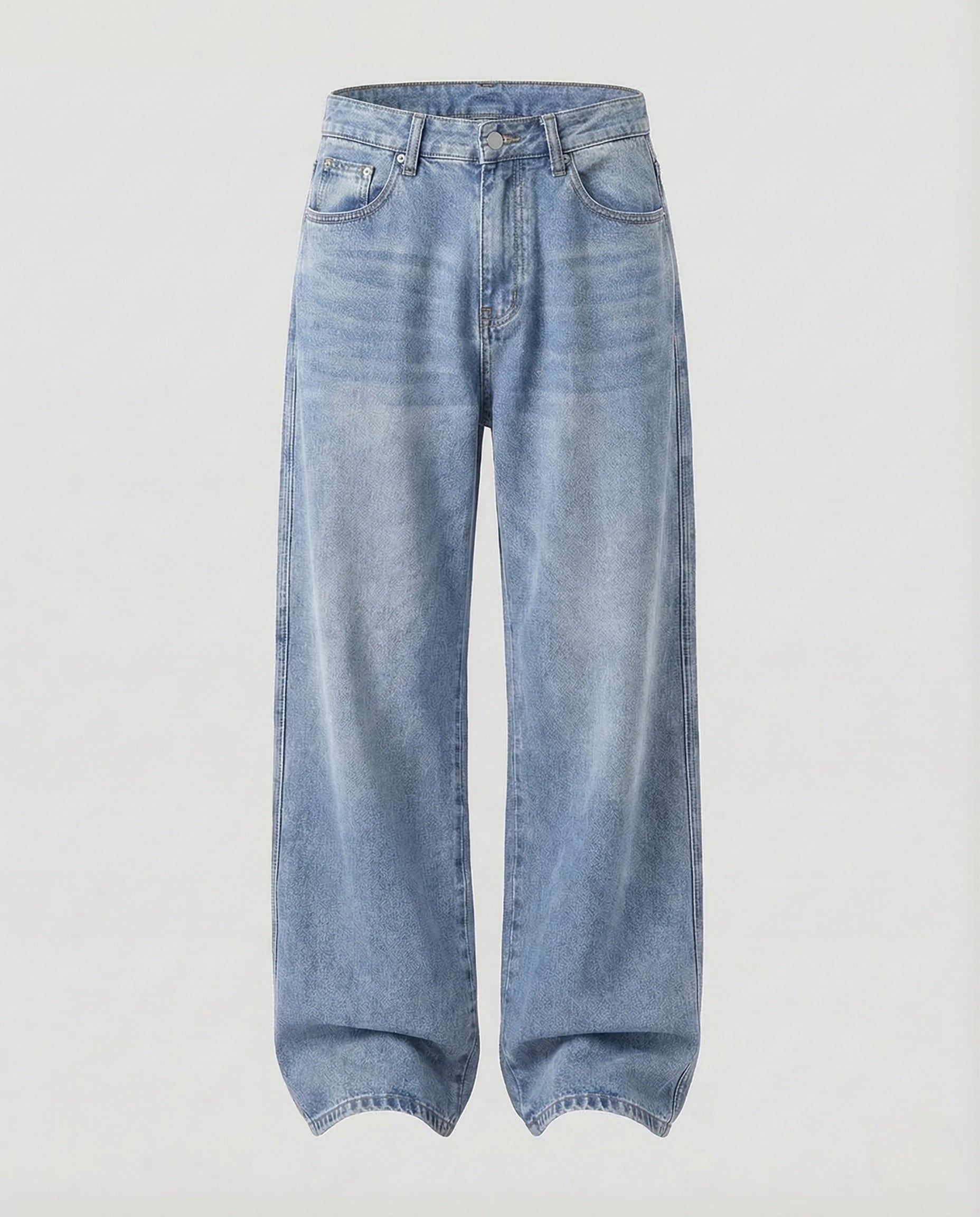 Unisex Baggy Denim Pants Locker Center Seam