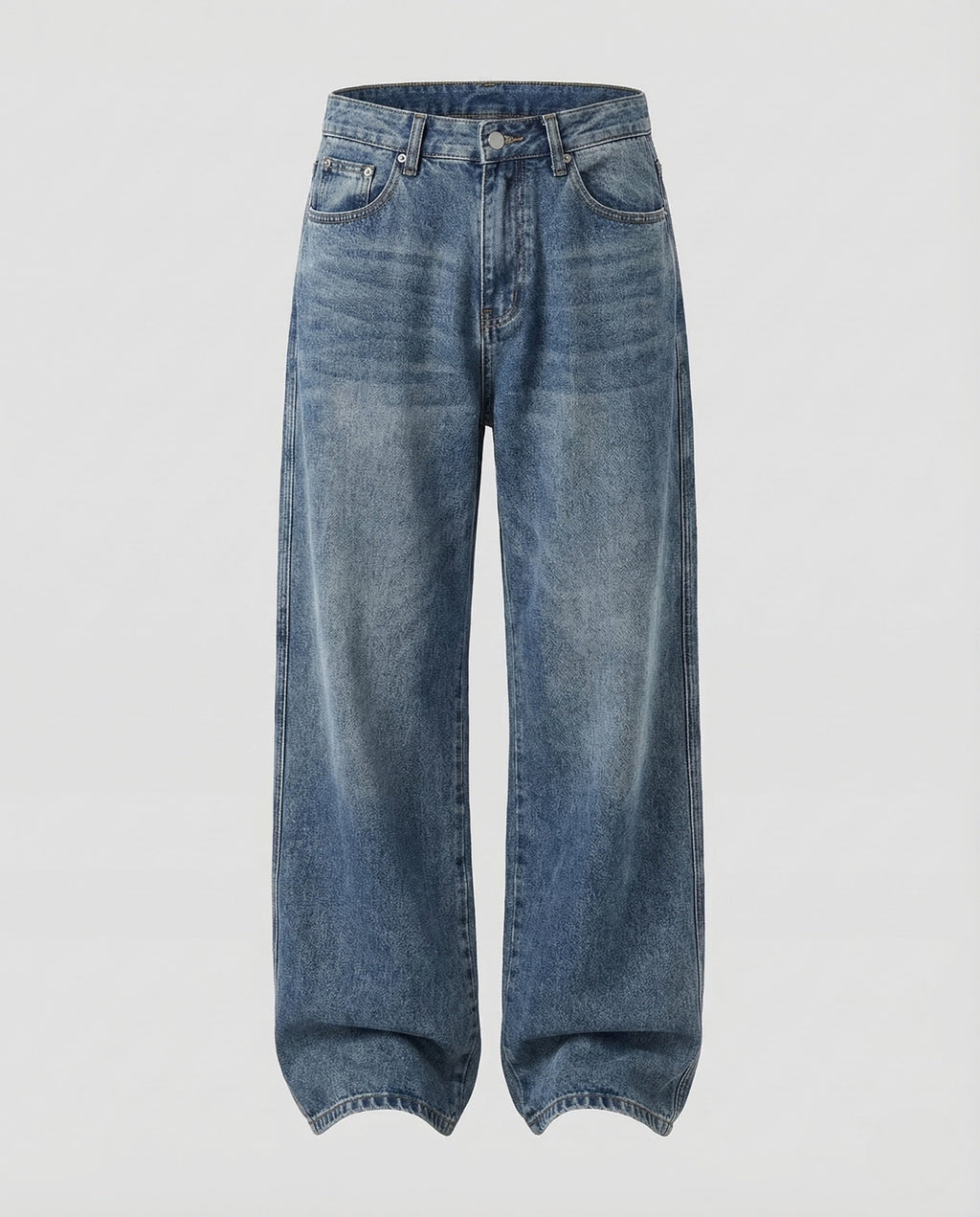 Unisex Baggy Denim Pants Locker Center Seam