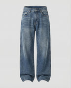 Unisex Baggy Denim Pants Locker Center Seam