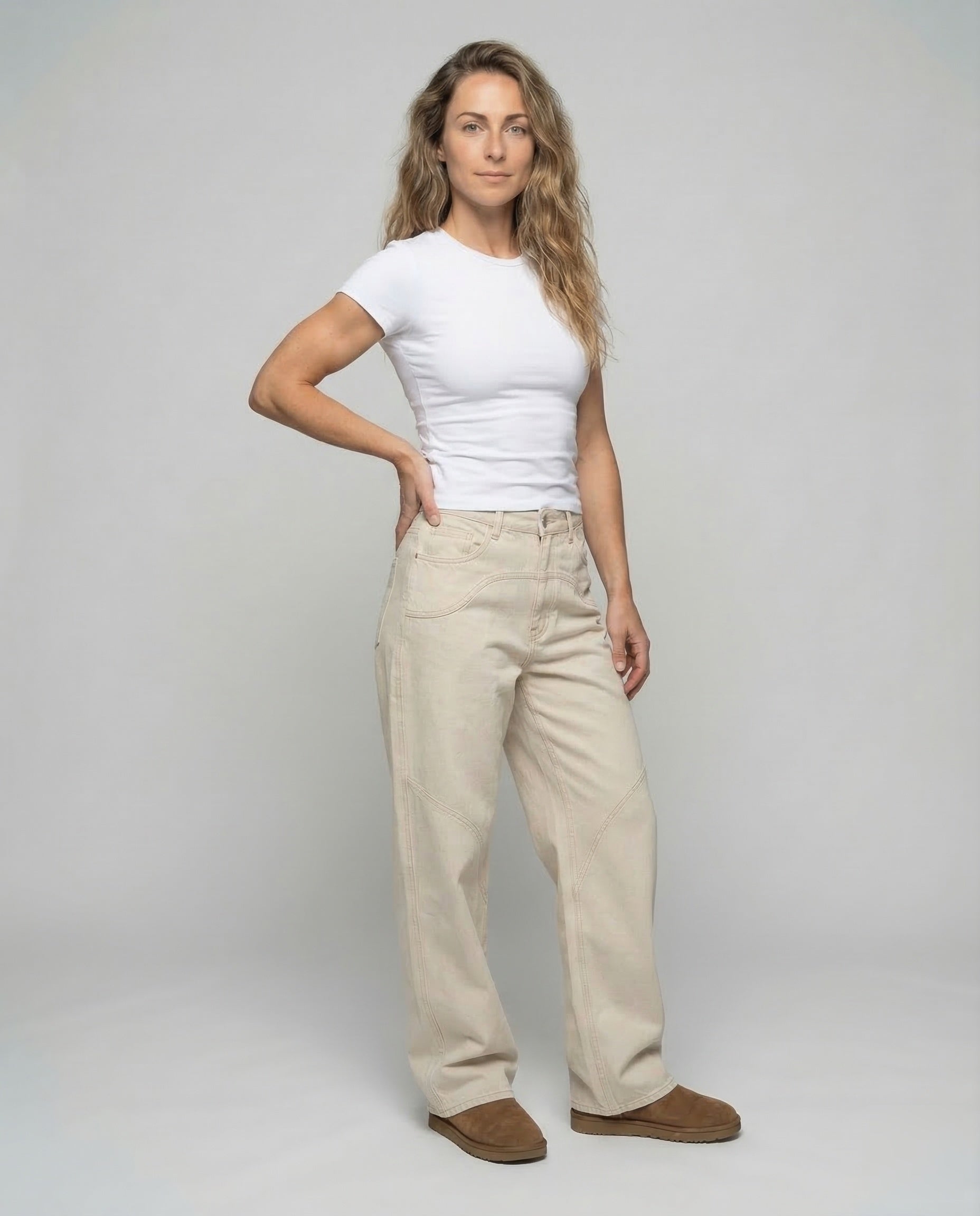 Women's Denim Pants Wide High Waist - Lower Body View