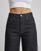 Women's Denim Pants High Waist Straight - Close-Up Detail