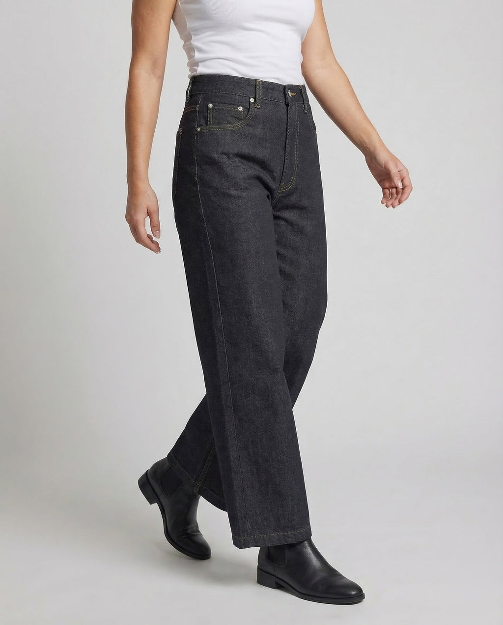 Women's Denim Pants High Waist Straight - Lower Body View