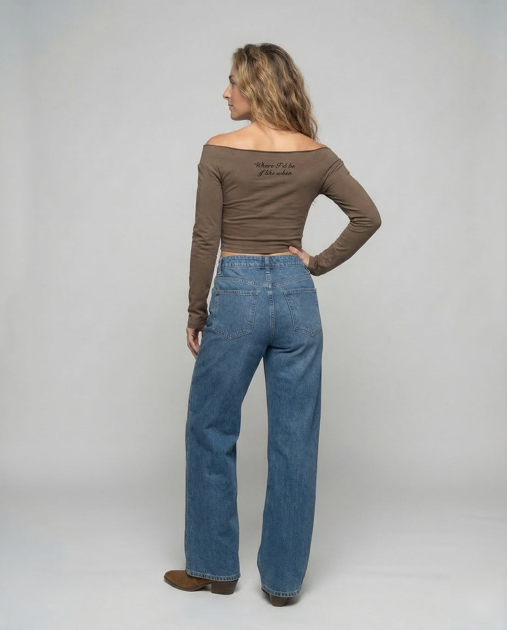 Women's Extra Wide Denim Pants Center Seam - Back View