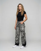 Women's Utility Denim Pants Adjustable Leg Straps - Front View