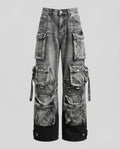 Women's Utility Denim Pants Adjustable Leg Straps