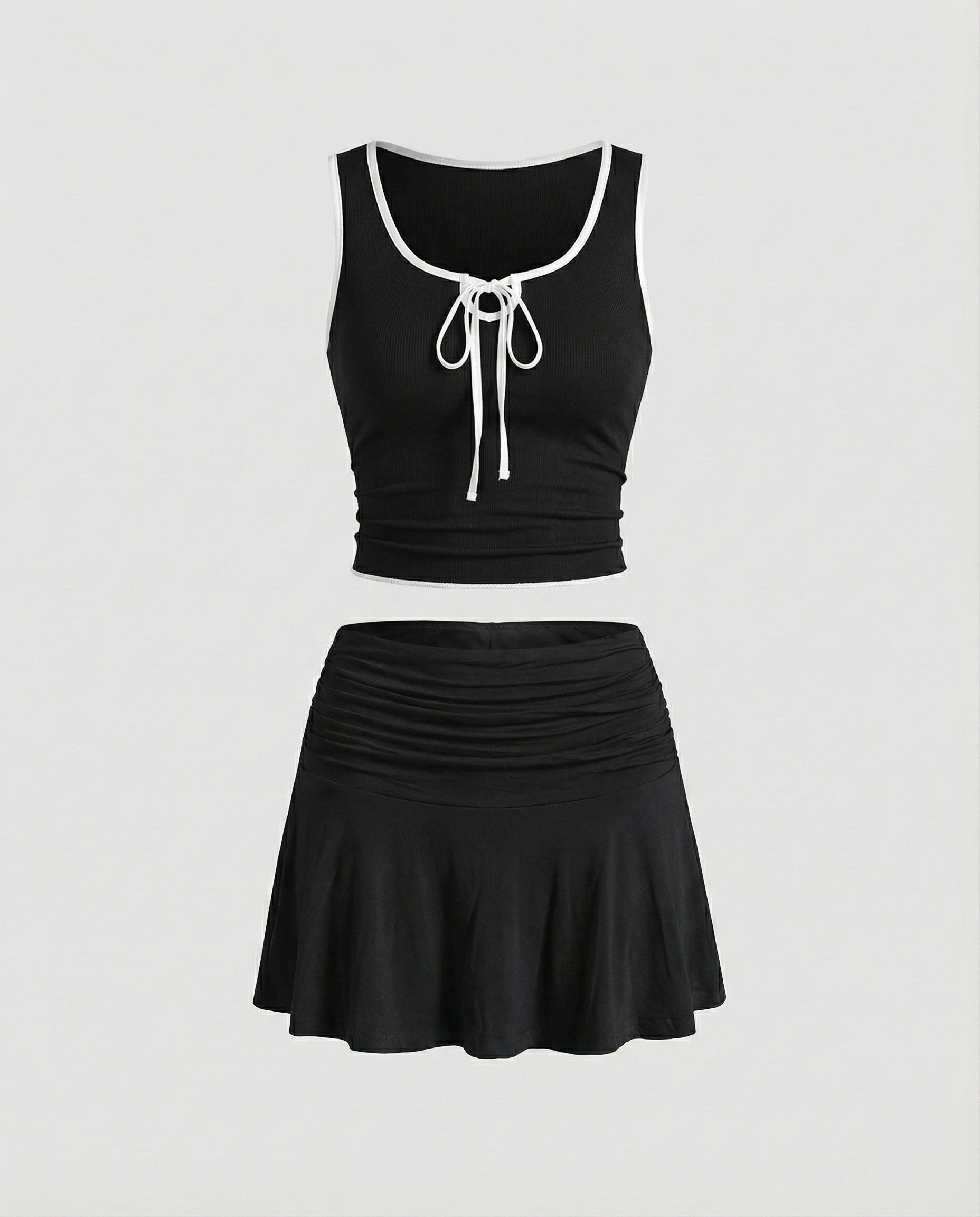 Women's Gathered Skort with Flared Skirt