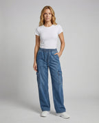 Women's Extra Wide Utility Denim Pants - Front View