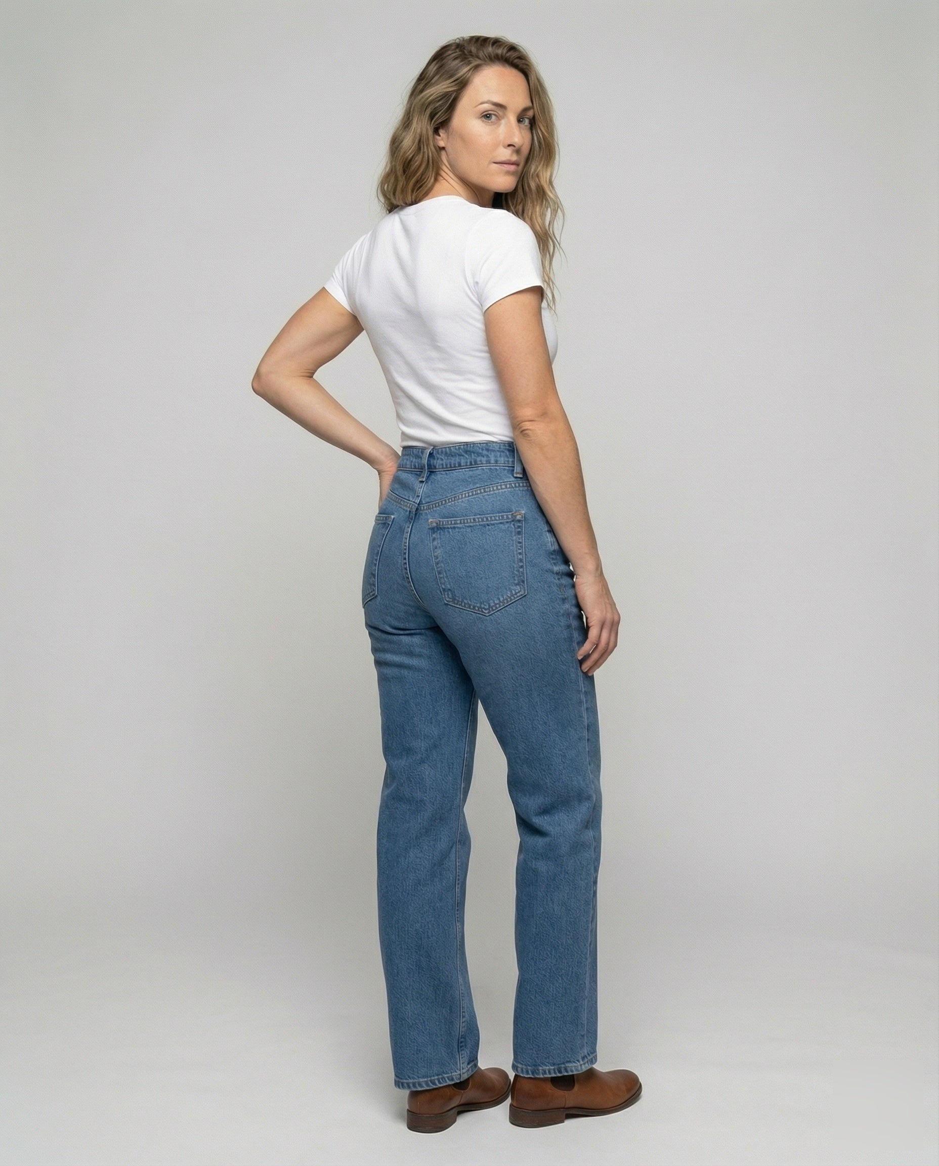 Women's Denim Pants with Balloon-Shaped Leg - Back View