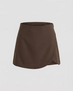 Women's Functional Curved Hem Wrap Mini Skirt