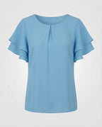 Women's Layered Ruffle Cropped Blouse Top
