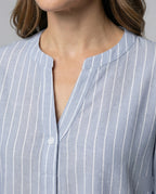 Women's Striped Long Blouse Shirt - Close-Up Detail