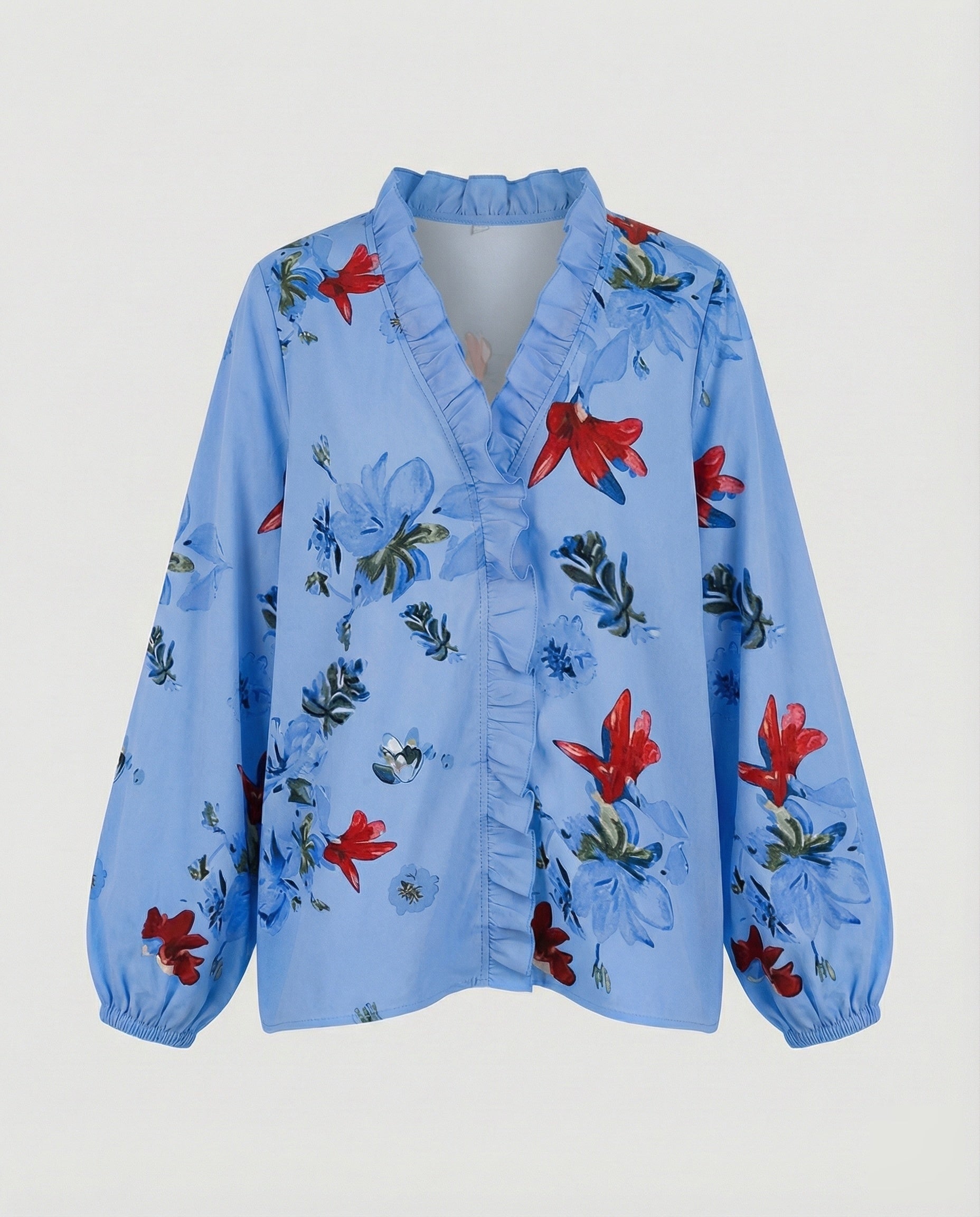 Women's Ruffle Trim Tunic Blouse Shirt