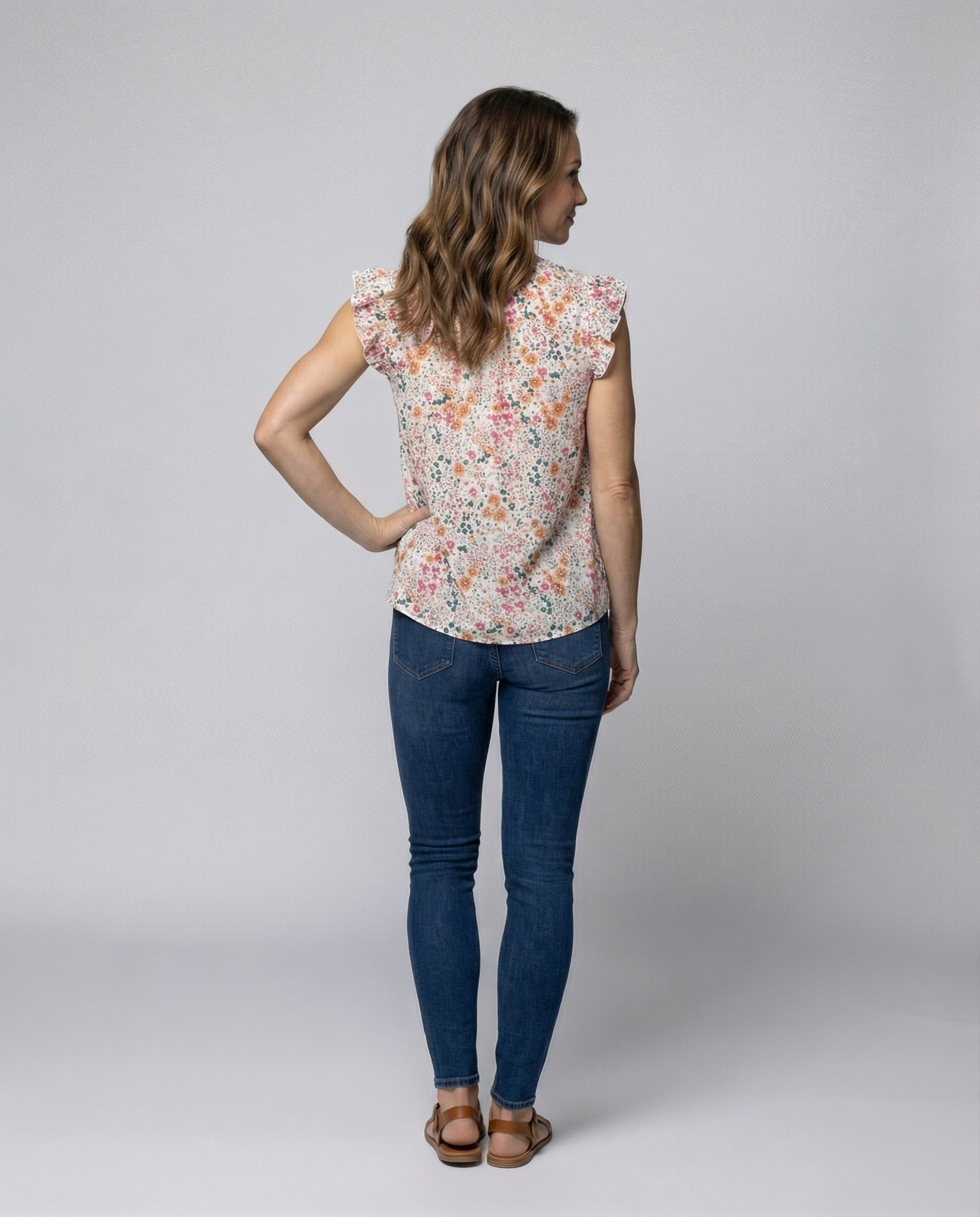 Women's A-Line Ruffle Blouse Top - Back View