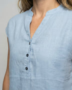 Women's Sleeveless Linen Blouse Tunic - Close-Up Detail