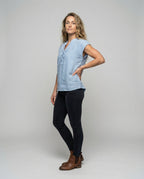 Women's Sleeveless Linen Blouse Tunic - Front View
