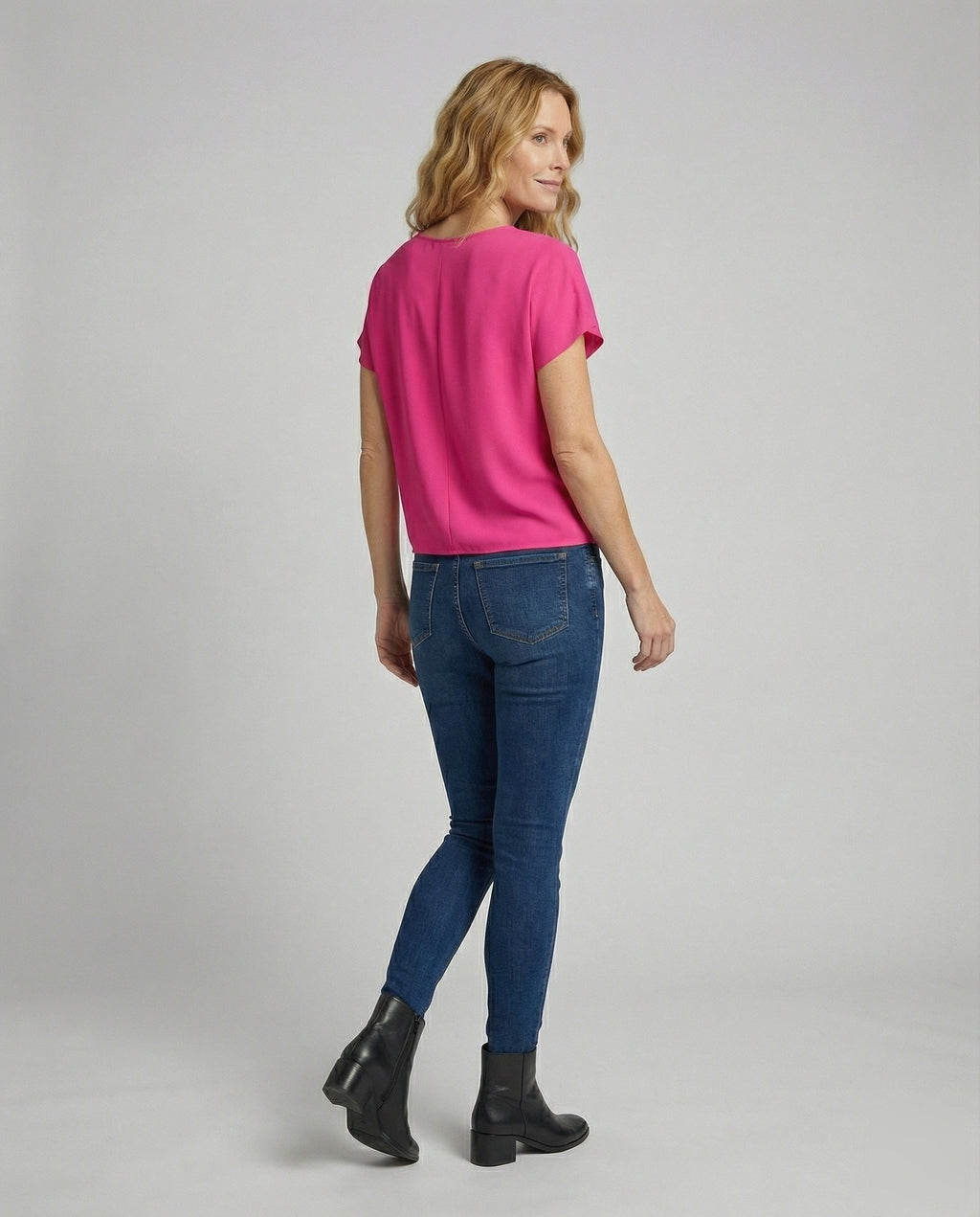 Women's U-Boat Neckline Knot Blouse Top - Back View