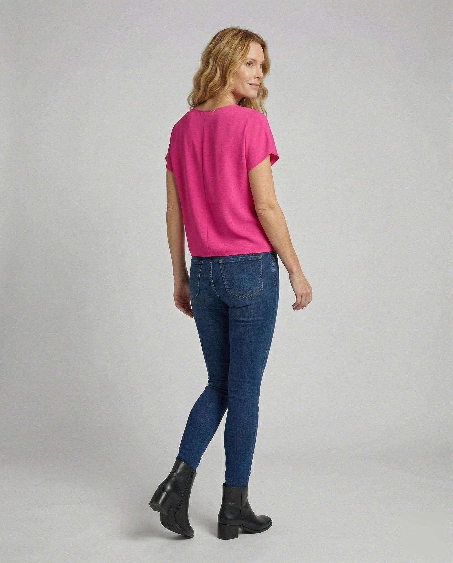 Women's U-Boat Neckline Knot Blouse Top - Back View