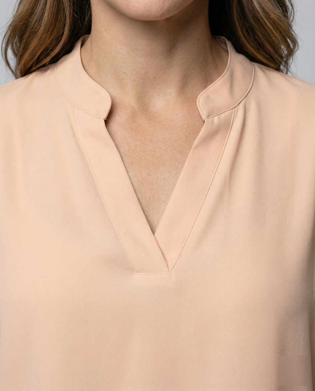 Women's Mandarin Collar Slit Blouse Top - Close-Up Detail