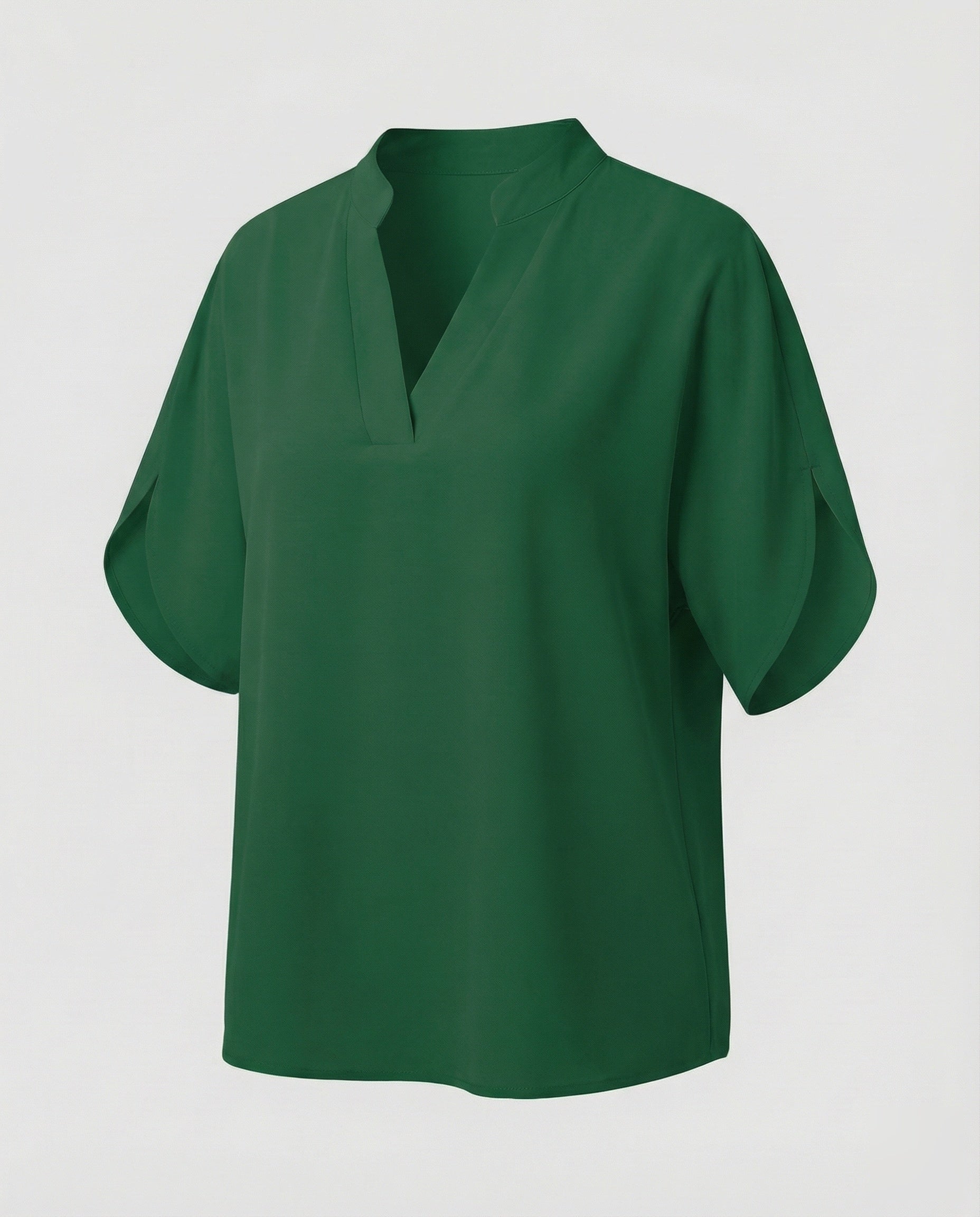 Women's Mandarin Collar Slit Blouse Top