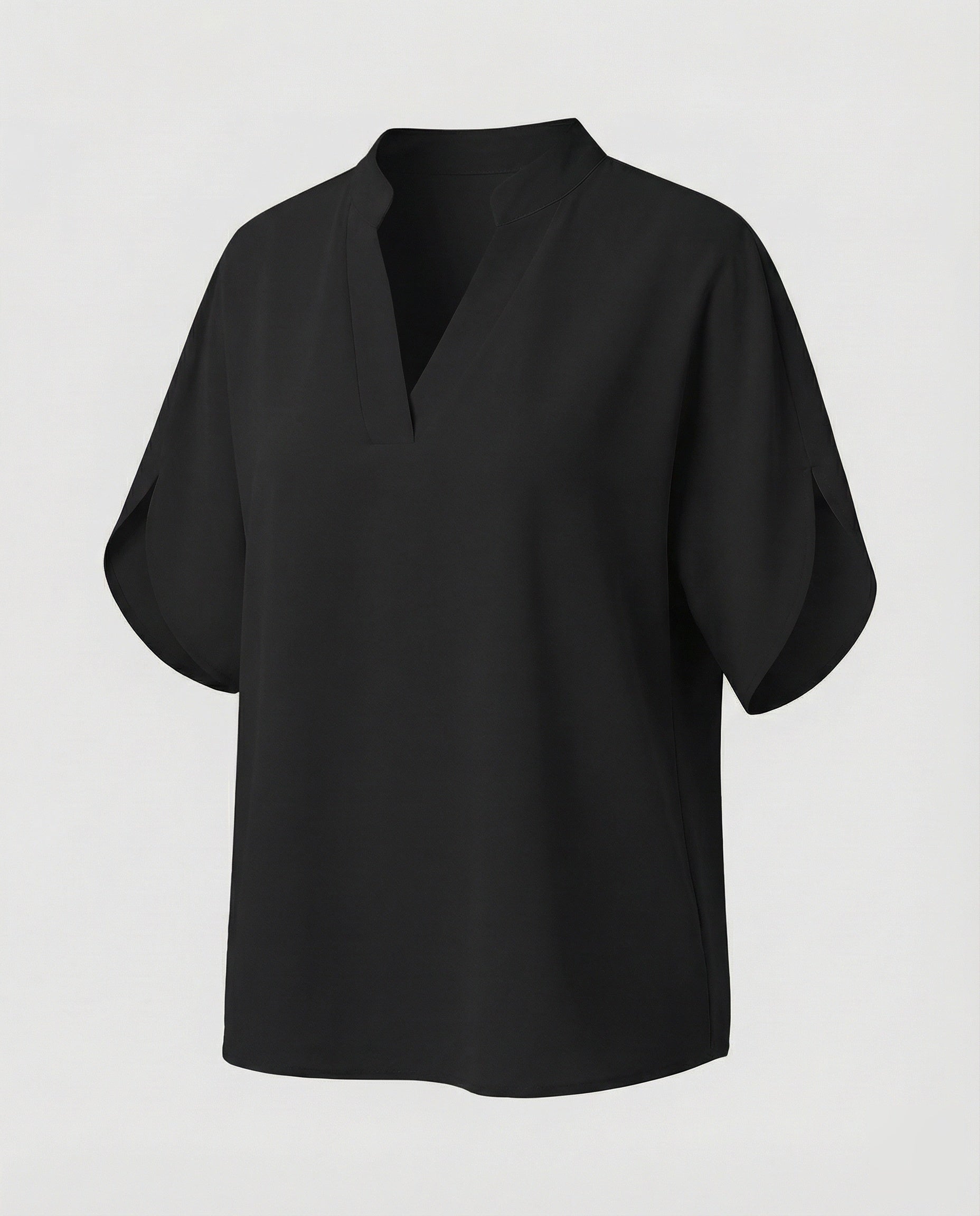 Women's Mandarin Collar Slit Blouse Top