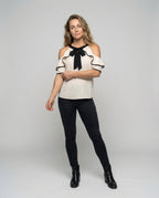 Women's Neckholder Bow Blouse Top - Front View