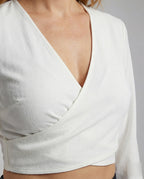 Women's Backless Balloon Sleeve Blouse Top - Close-Up Detail