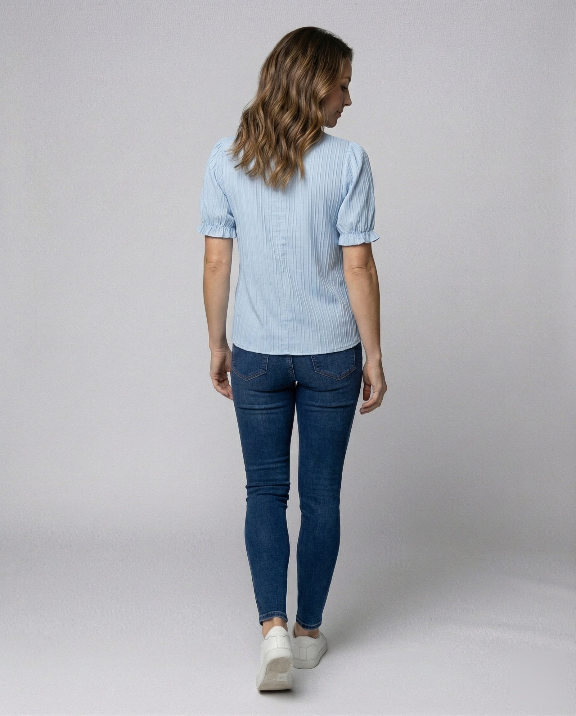 Women's Pleated Lace Blouse Top - Back View