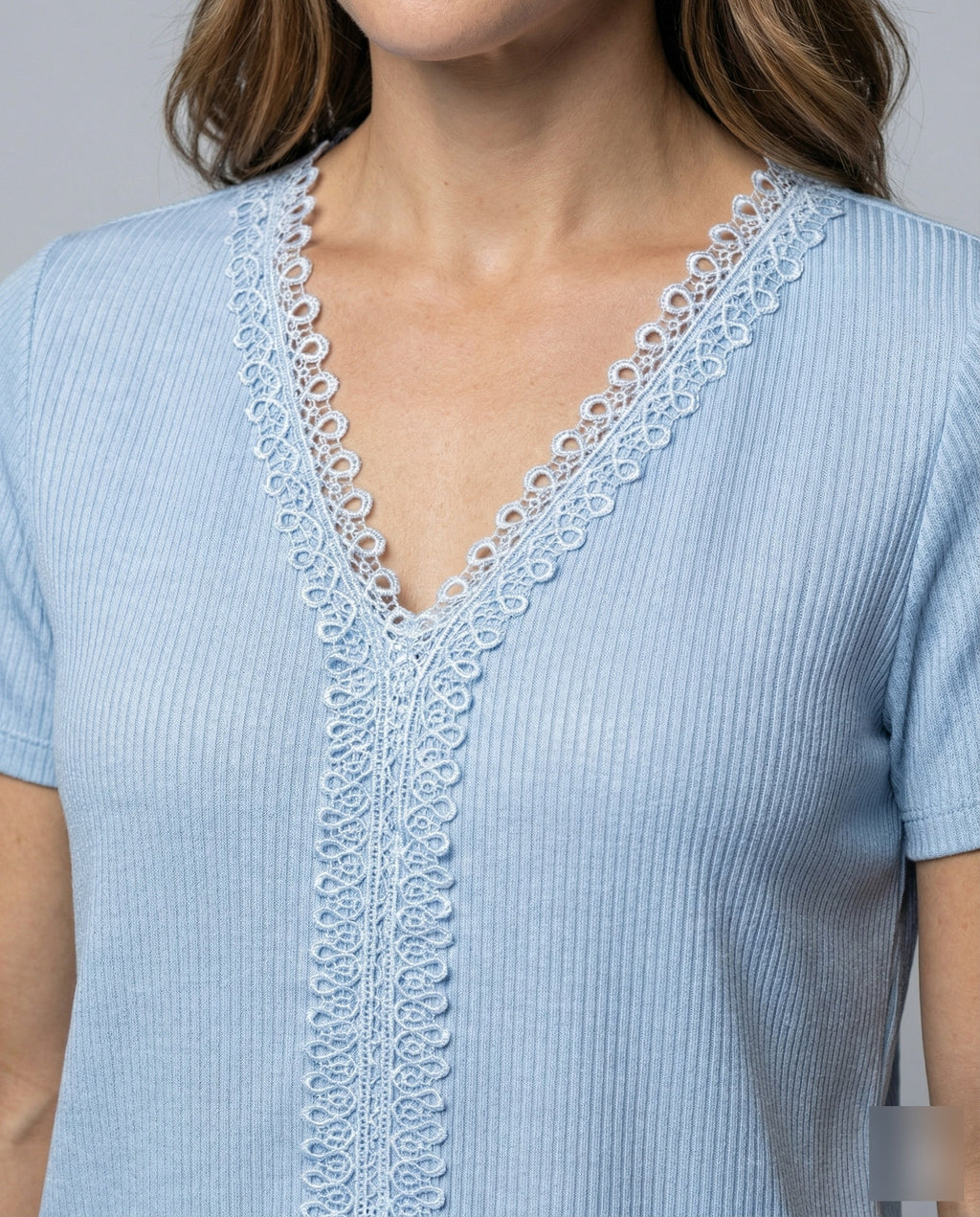 Women's Pleated Lace Blouse Top - Close-Up Detail