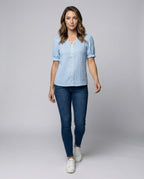 Women's Pleated Lace Blouse Top - Front View
