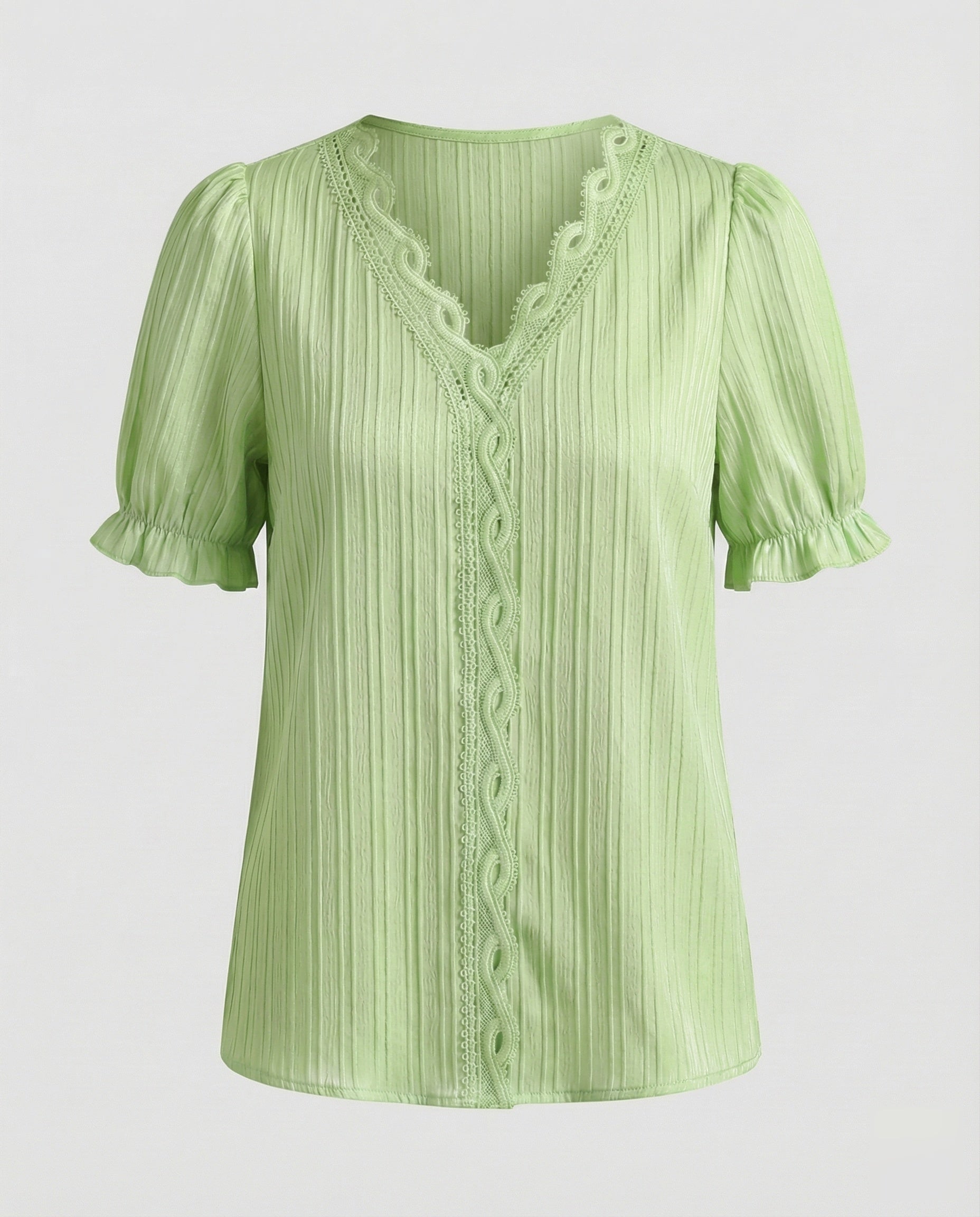 Women's Pleated Lace Blouse Top