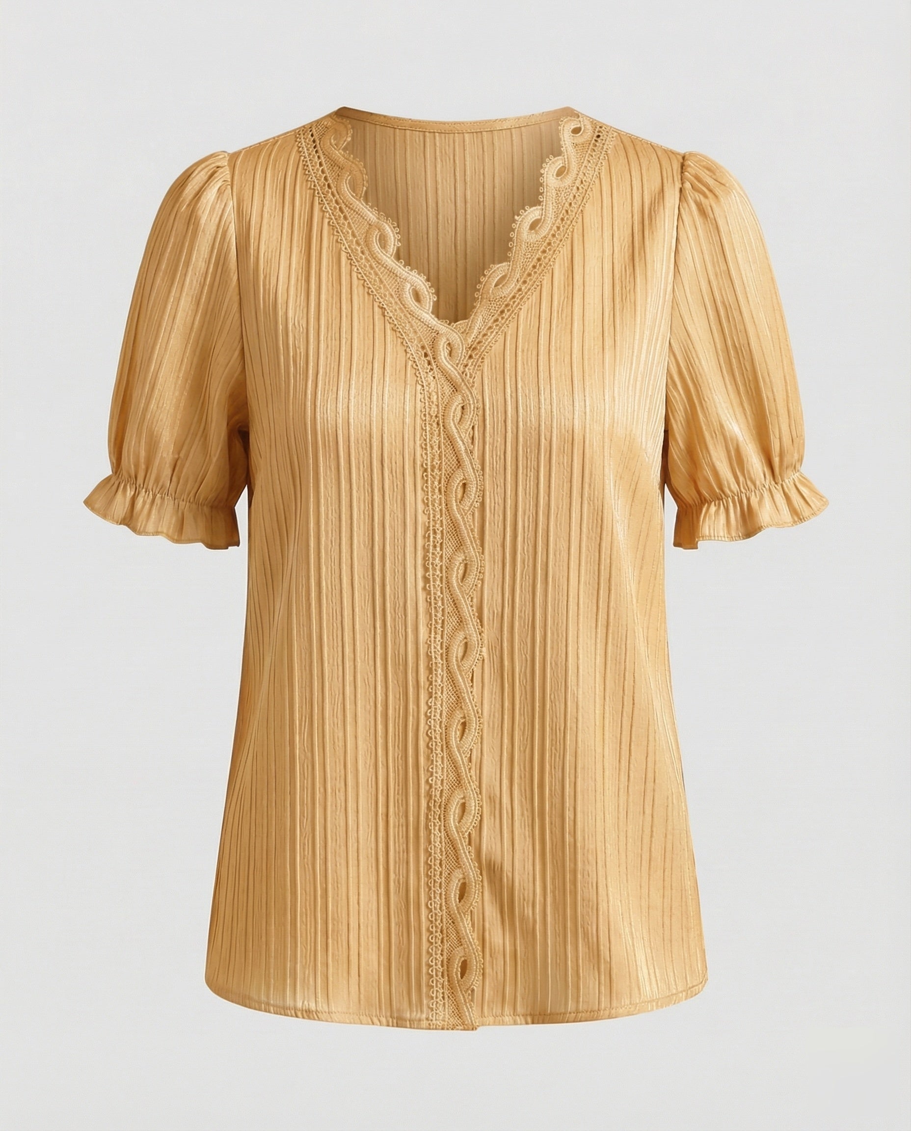 Women's Pleated Lace Blouse Top