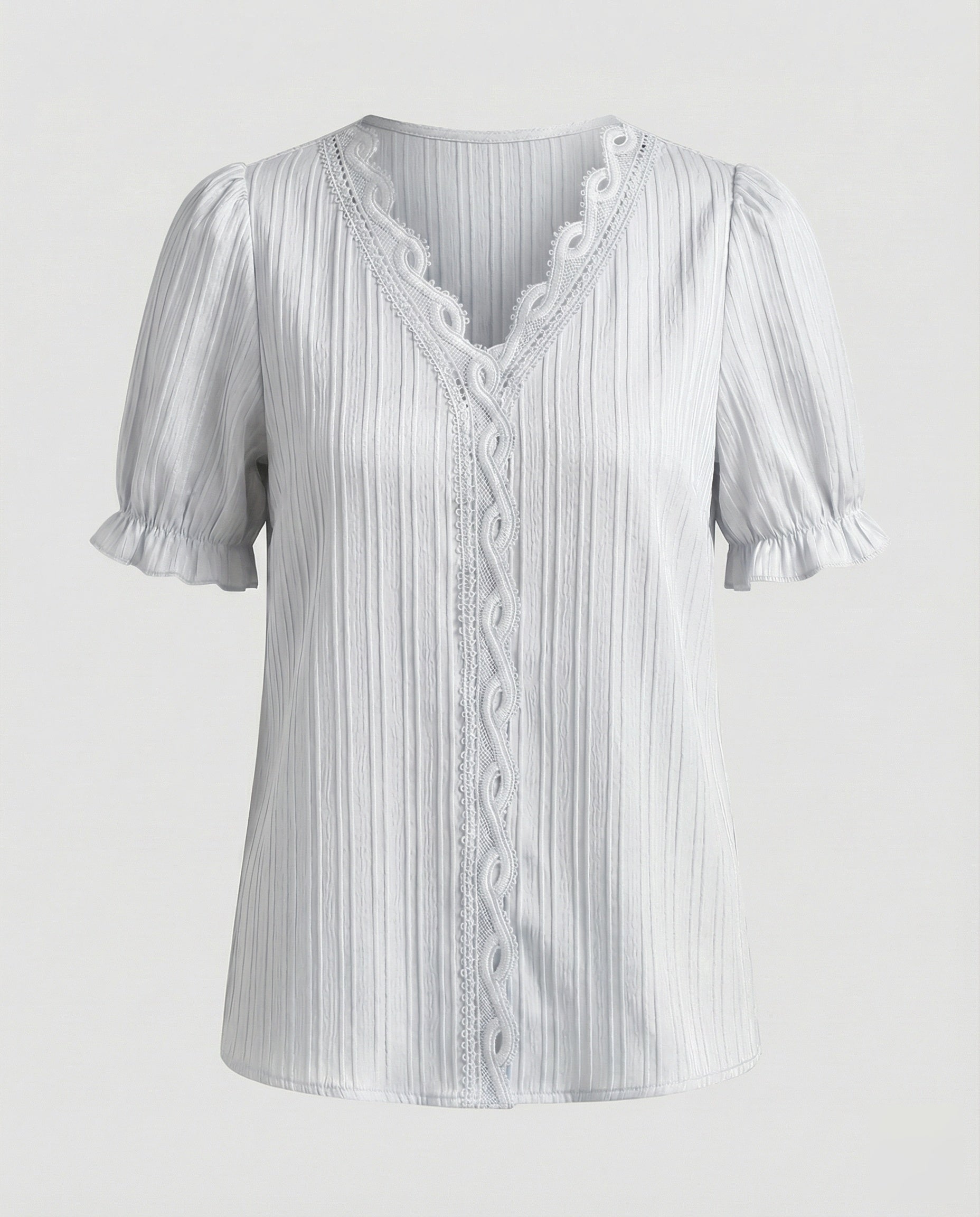 Women's Pleated Lace Blouse Top