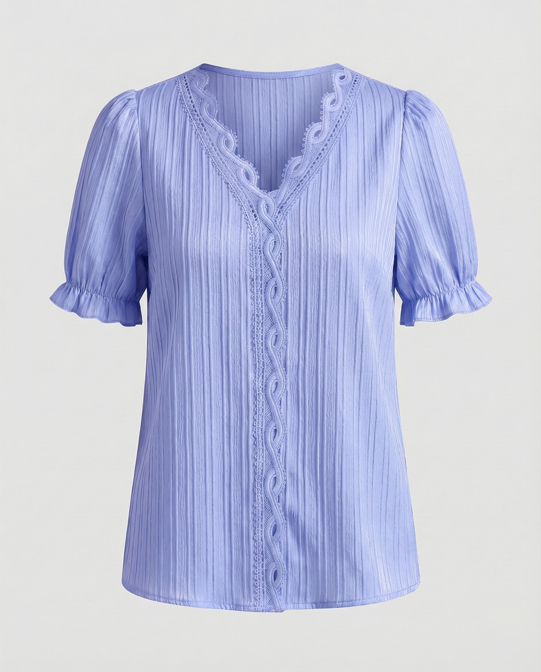 Women's Pleated Lace Blouse Top