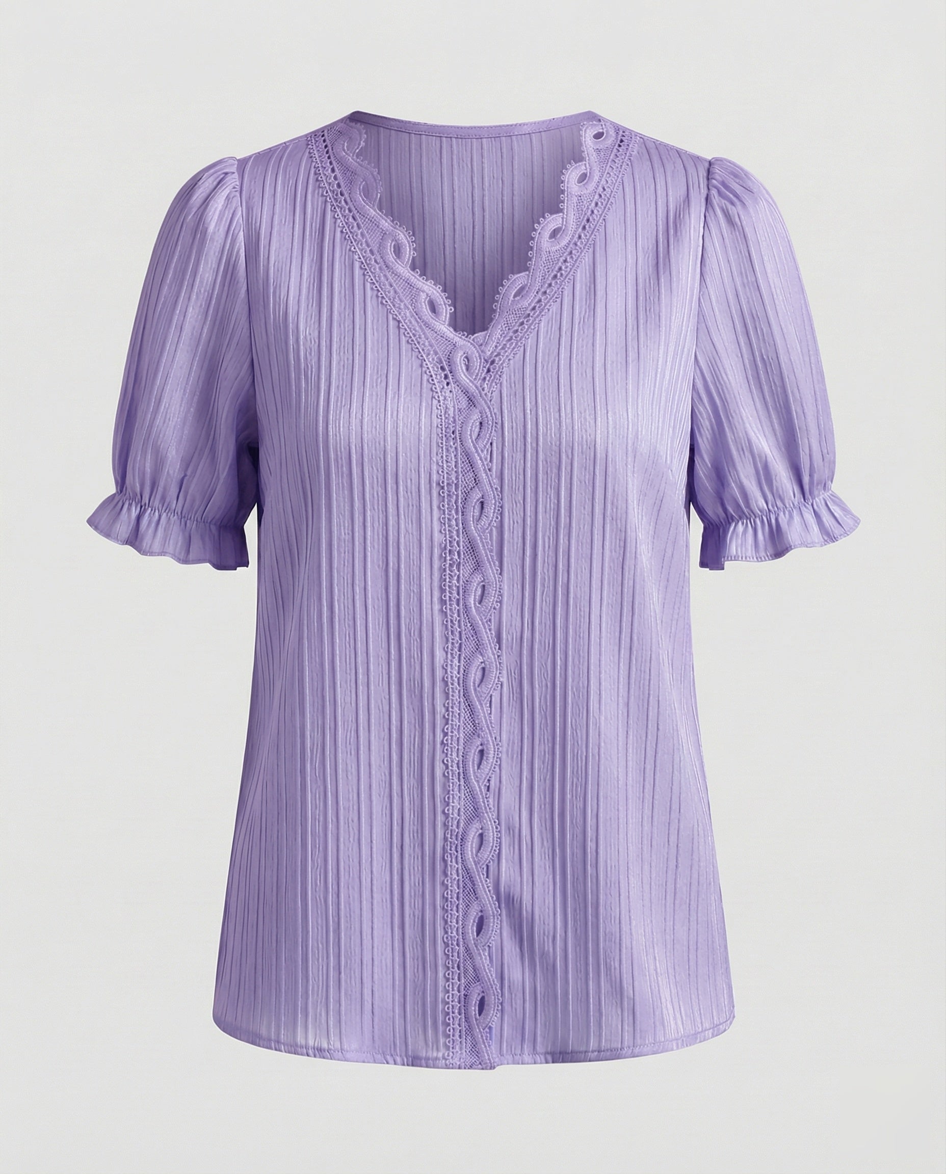 Women's Pleated Lace Blouse Top