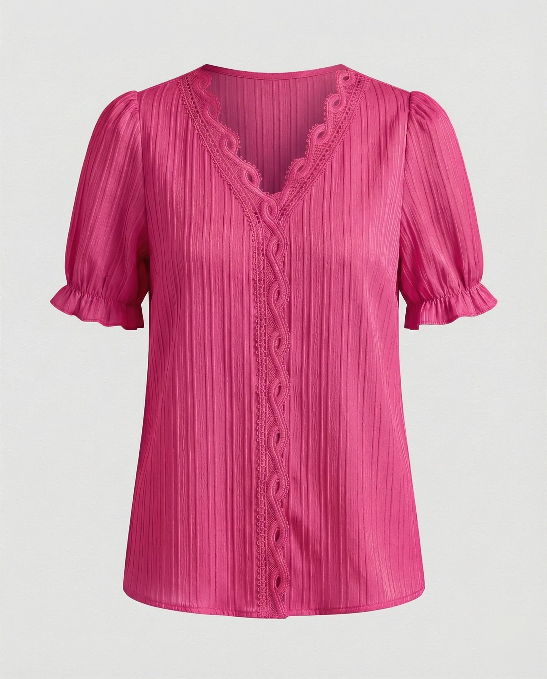Women's Pleated Lace Blouse Top
