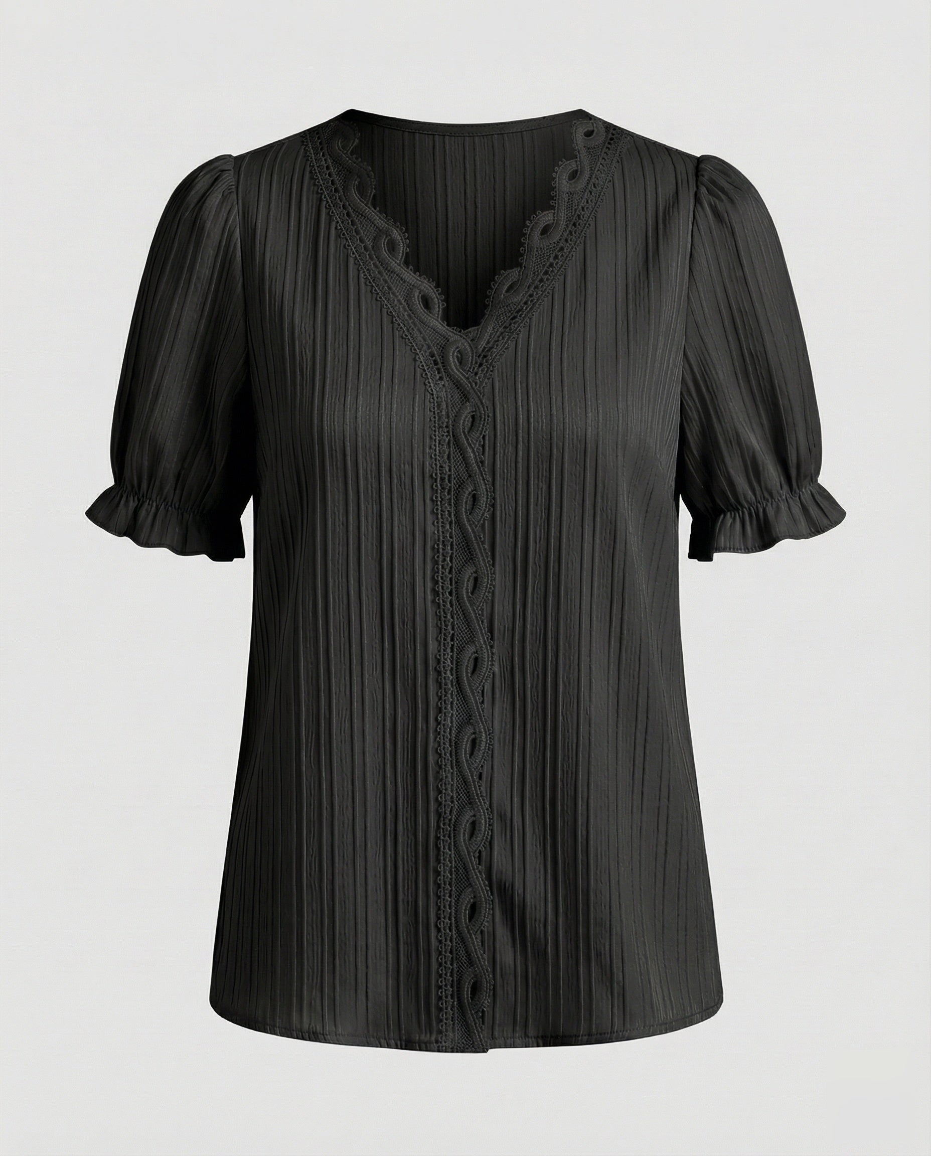 Women's Pleated Lace Blouse Top