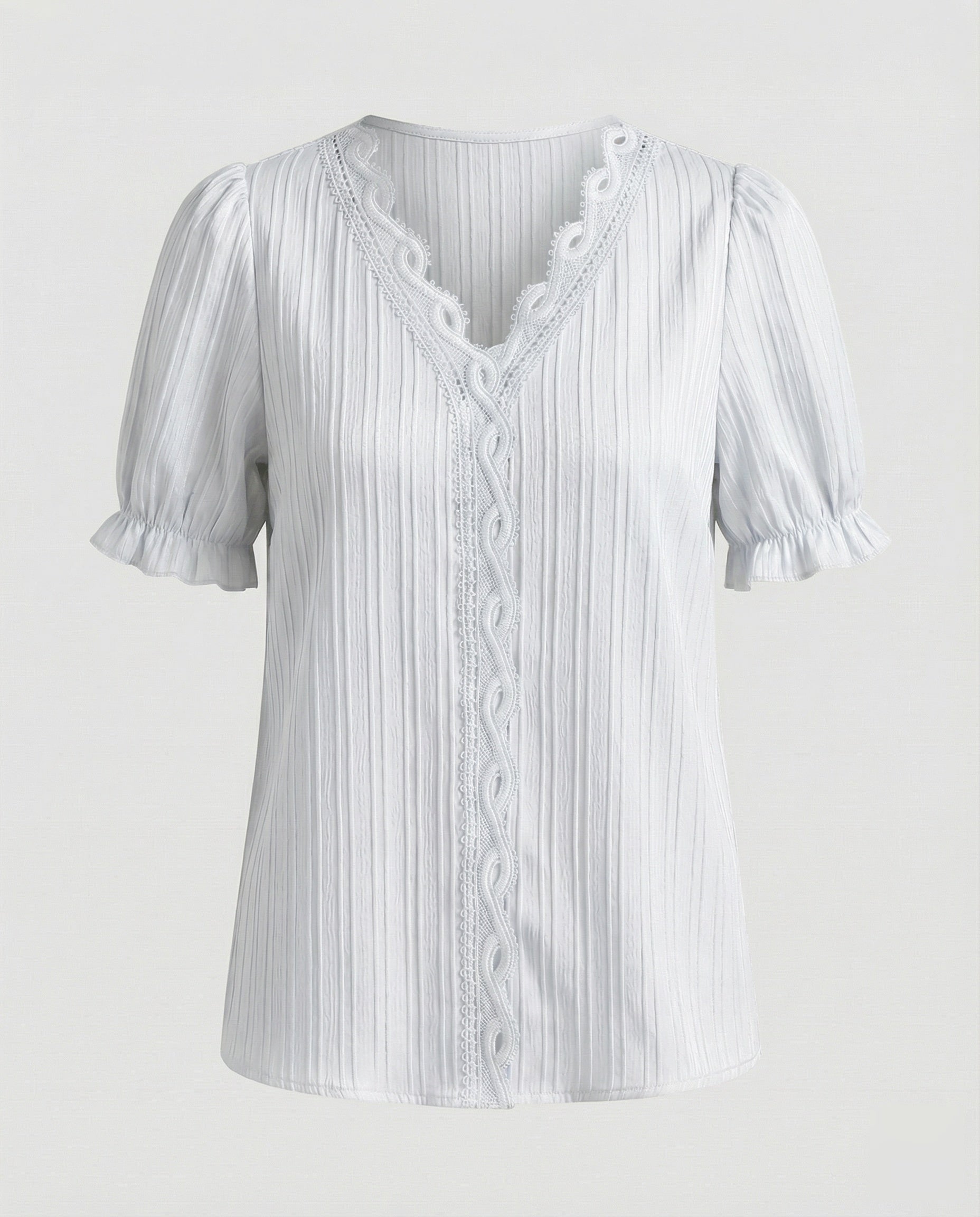 Women's Pleated Lace Blouse Top