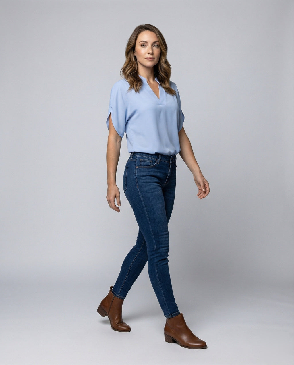 Women's Silk Look Batwing Sleeve Blouse Top - Front View