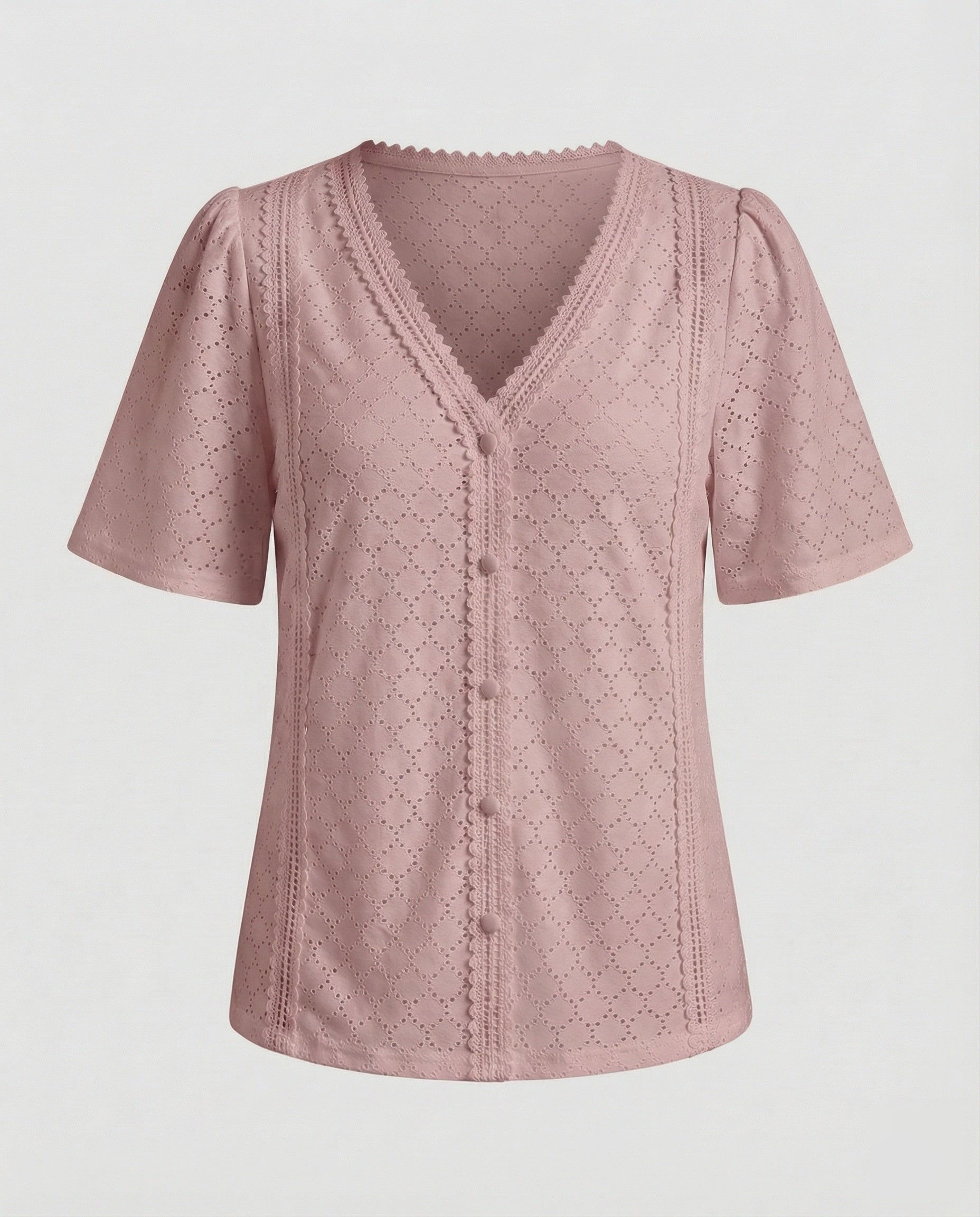 Women's Eyelet Pattern A-Line Blouse Top