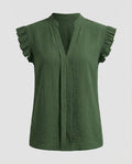 Women's Structured Ruffled Sleeve Blouse Top