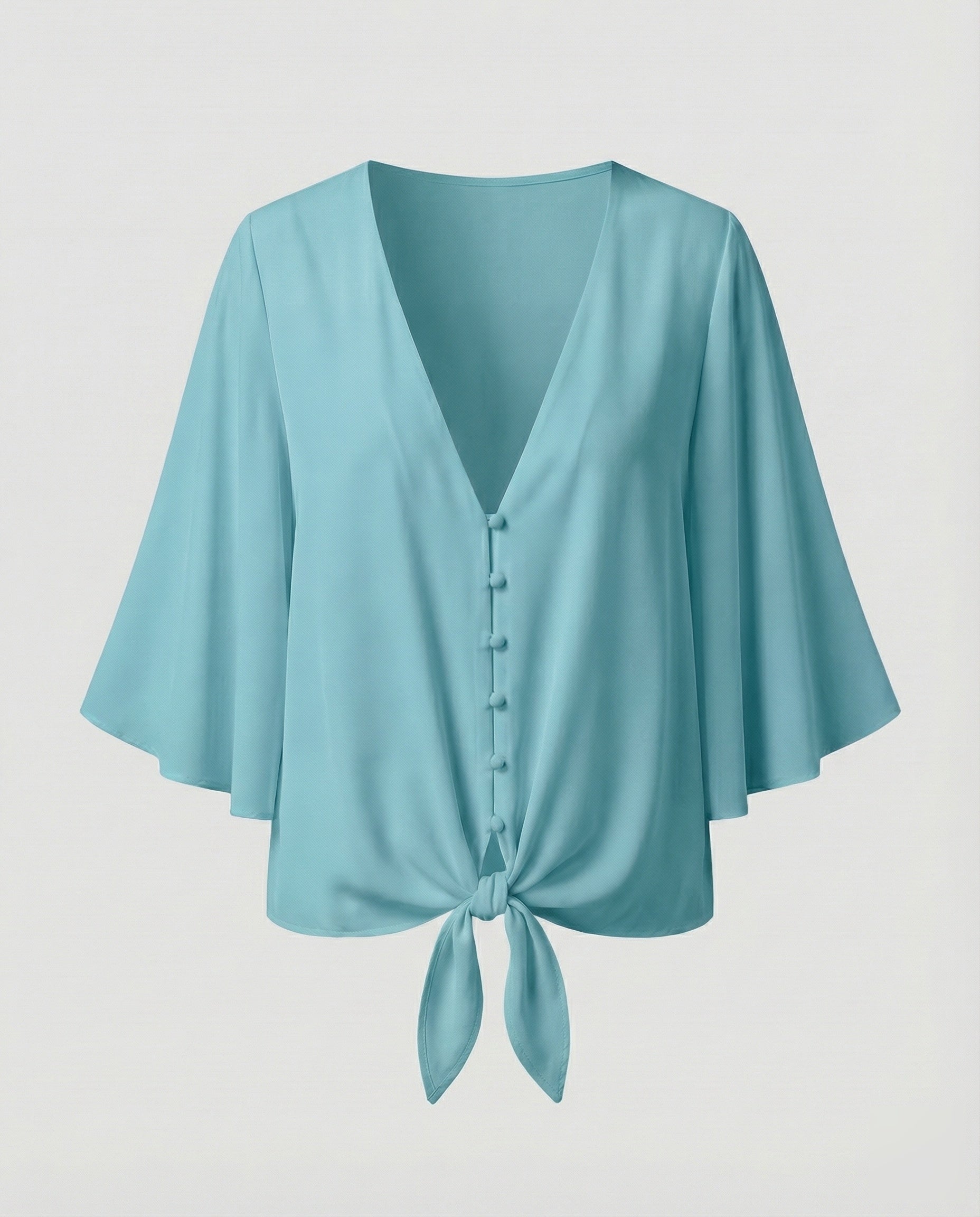 Women's Bell Sleeve Knot Blouse Top