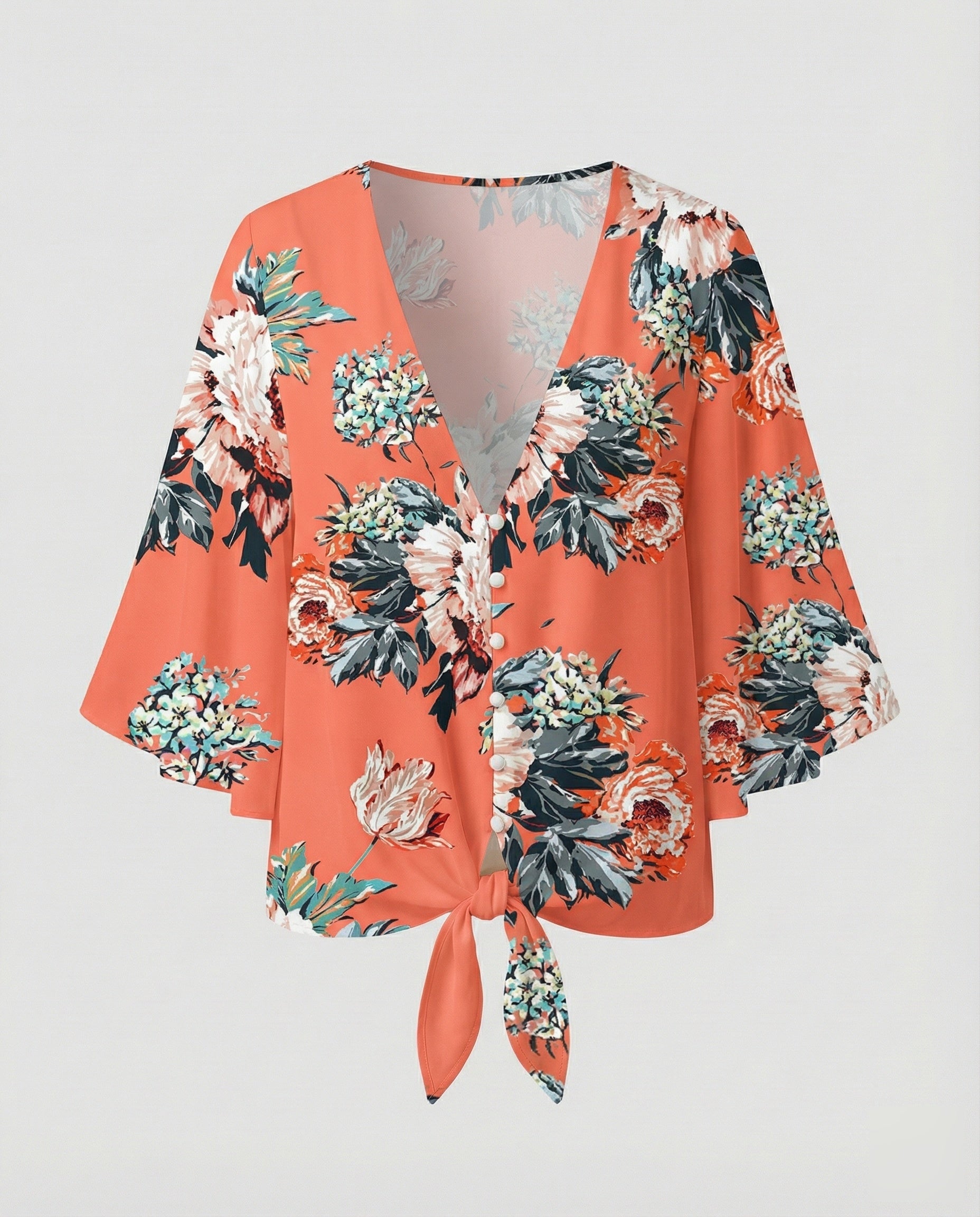 Women's Bell Sleeve Knot Blouse Top
