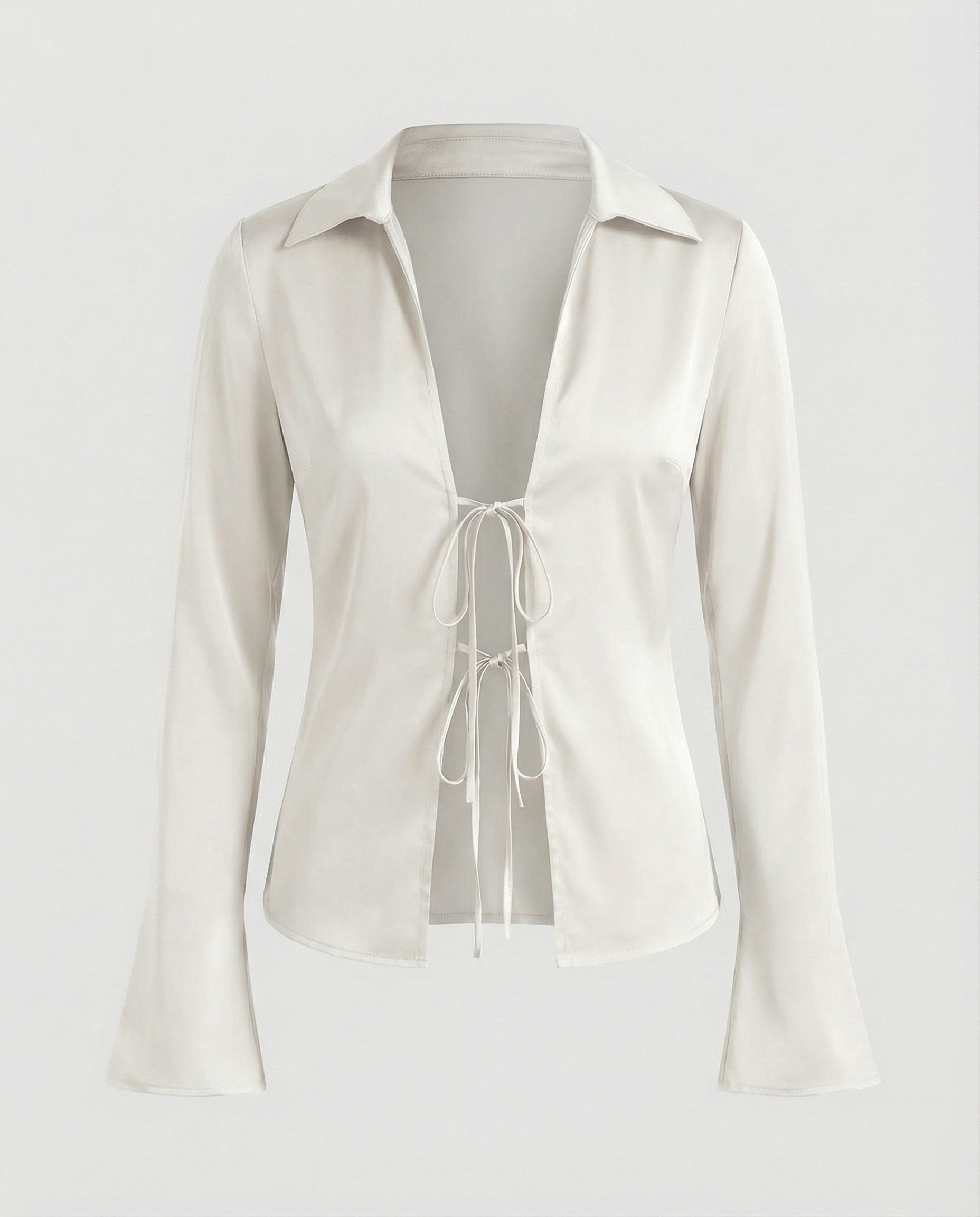 Women's Satin-Look Blouse Jacket with Deep V-Neck