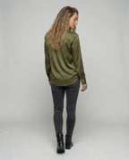 Women's Semi-Sheer Flowing Blouse Tunic with Deep V-Neckline - Back View