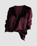 Women's Semi-Sheer Flowing Blouse Tunic with Deep V-Neckline