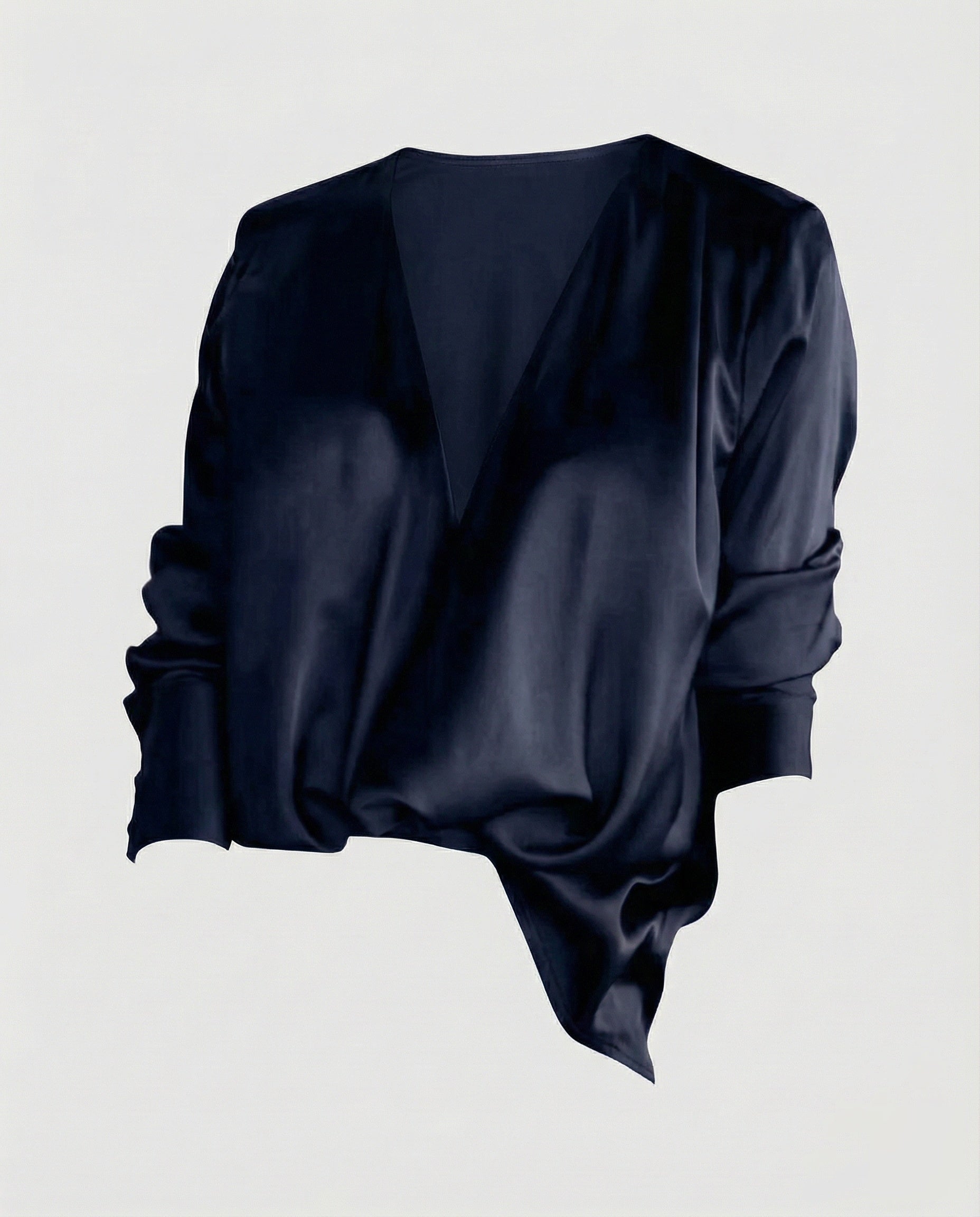 Women's Semi-Sheer Flowing Blouse Tunic with Deep V-Neckline