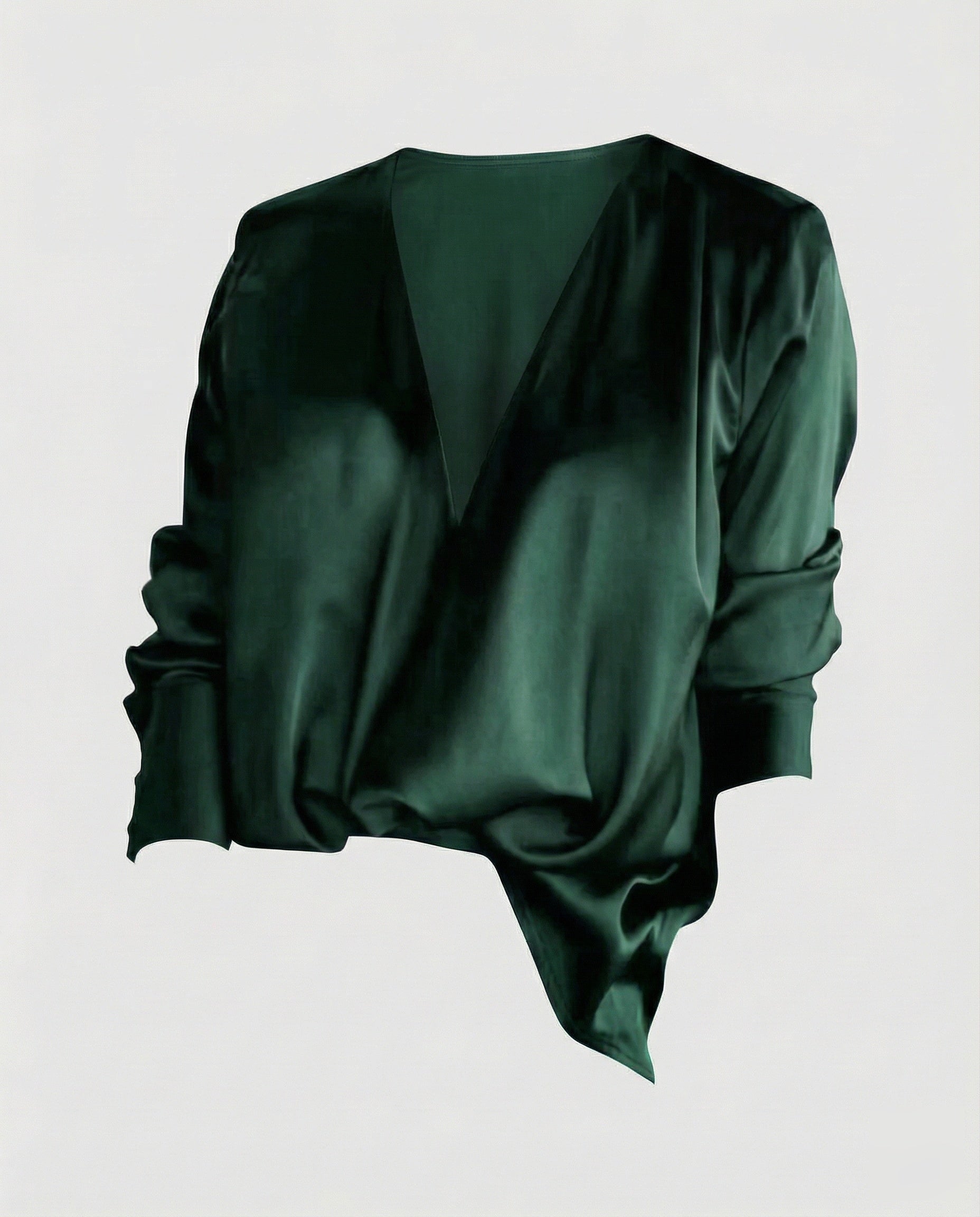 Women's Semi-Sheer Flowing Blouse Tunic with Deep V-Neckline