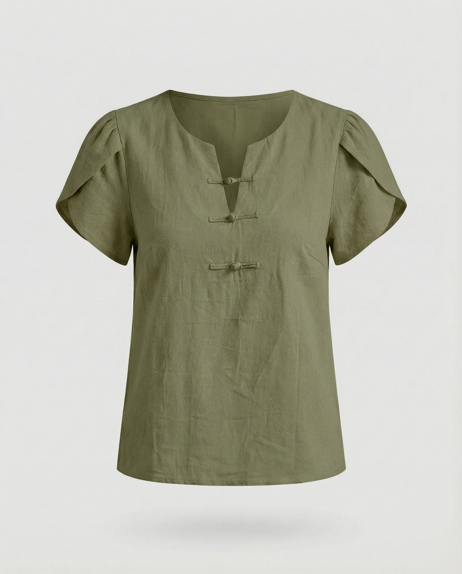 Women's Short Linen Look Mixed Material Girly Blouse Shirt
